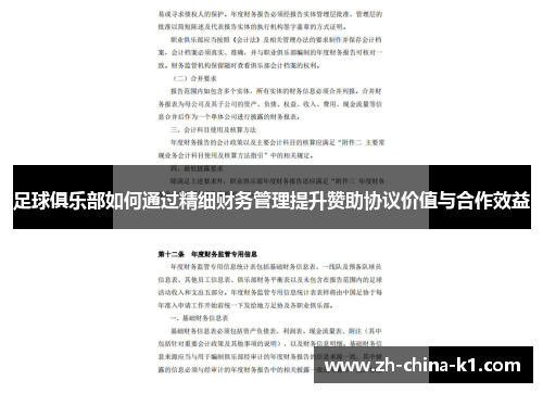 足球俱乐部如何通过精细财务管理提升赞助协议价值与合作效益